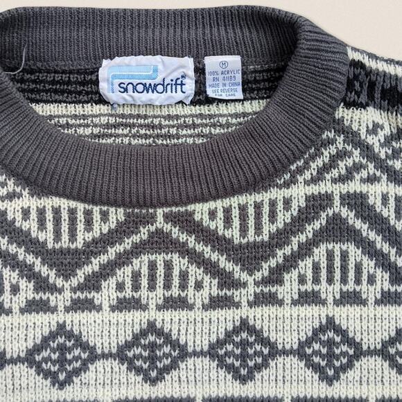 Vintage Grandpa Sweater Ski Fair Isle Crewneck Snowdrift Size Medium - Picture 2 of 4